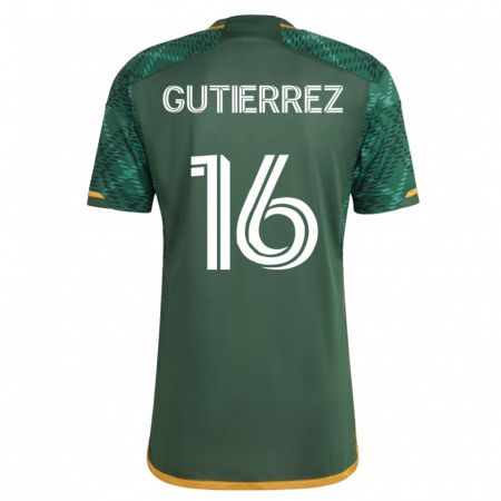 Kandiny Mujer Camiseta Diego Gutiérrez #16 Verde 1ª Equipación 2023/24 La Camisa Chile