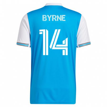 Kandiny Mujer Camiseta Nathan Byrne #14 Azul 1ª Equipación 2023/24 La Camisa Chile