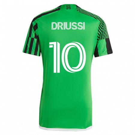 Kandiny Mujer Camiseta Sebastián Driussi #10 Verde Negro 1ª Equipación 2023/24 La Camisa Chile