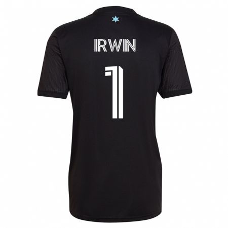 Kandiny Mujer Camiseta Clint Irwin #1 Negro 1ª Equipación 2023/24 La Camisa Chile