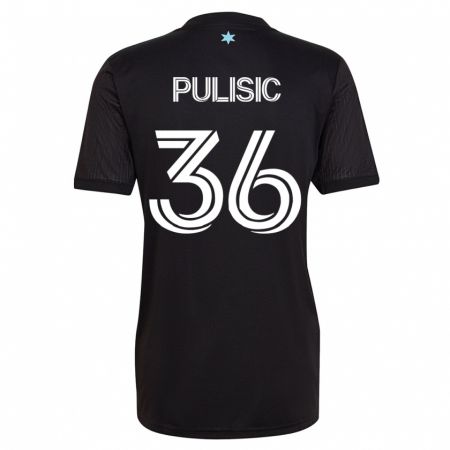 Kandiny Mujer Camiseta Will Pulisic #36 Negro 1ª Equipación 2023/24 La Camisa Chile