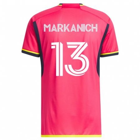 Kandiny Mujer Camiseta Anthony Markanich #13 Rosa 1ª Equipación 2023/24 La Camisa Chile