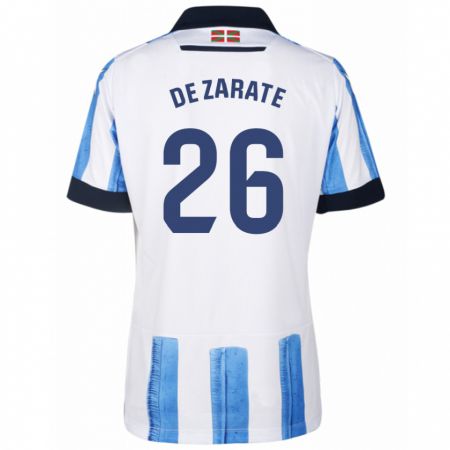 Kandiny Mujer Camiseta Urko González De Zarate #26 Azul Blanco 1ª Equipación 2023/24 La Camisa Chile