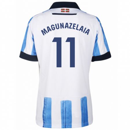 Kandiny Mujer Camiseta Jon Magunazelaia #11 Azul Blanco 1ª Equipación 2023/24 La Camisa Chile