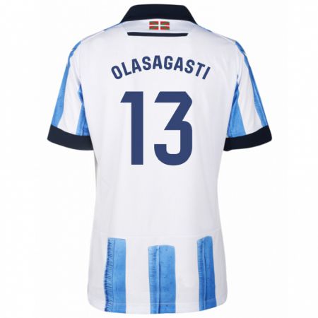 Kandiny Mujer Camiseta Lander Olasagasti #13 Azul Blanco 1ª Equipación 2023/24 La Camisa Chile