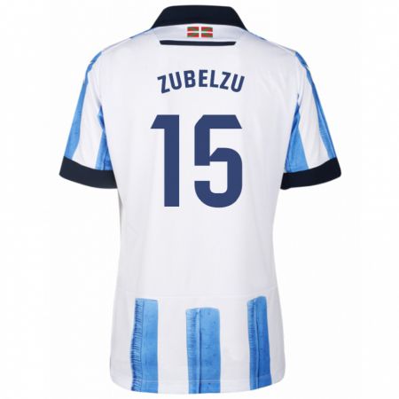Kandiny Mujer Camiseta Julen Zubelzu #15 Azul Blanco 1ª Equipación 2023/24 La Camisa Chile