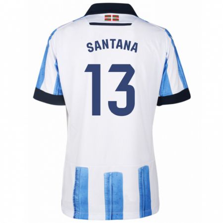Kandiny Mujer Camiseta Olatz Santana #13 Azul Blanco 1ª Equipación 2023/24 La Camisa Chile