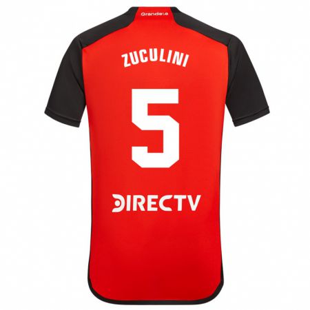 Kandiny Mujer Camiseta Bruno Zuculini #5 Rojo 2ª Equipación 2023/24 La Camisa Chile