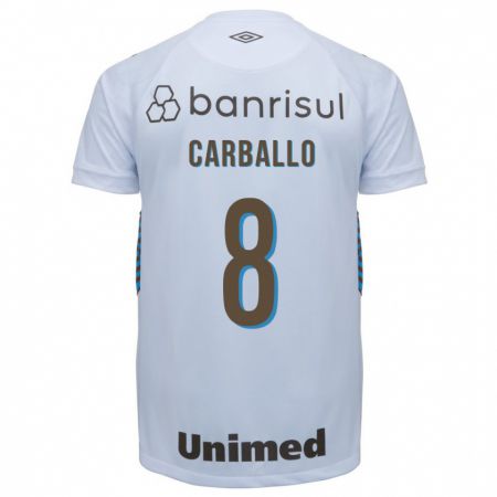 Kandiny Mujer Camiseta Felipe Carballo #8 Blanco 2ª Equipación 2023/24 La Camisa Chile