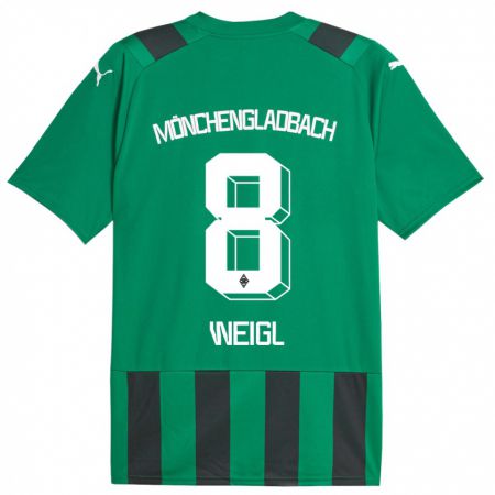 Kandiny Mujer Camiseta Julian Weigl #8 Verde Negro 2ª Equipación 2023/24 La Camisa Chile