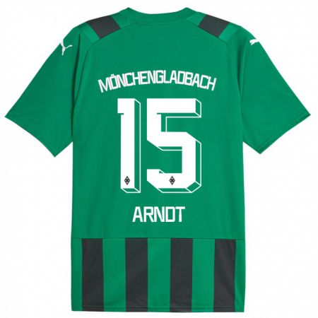 Kandiny Mujer Camiseta Leo Arndt #15 Verde Negro 2ª Equipación 2023/24 La Camisa Chile