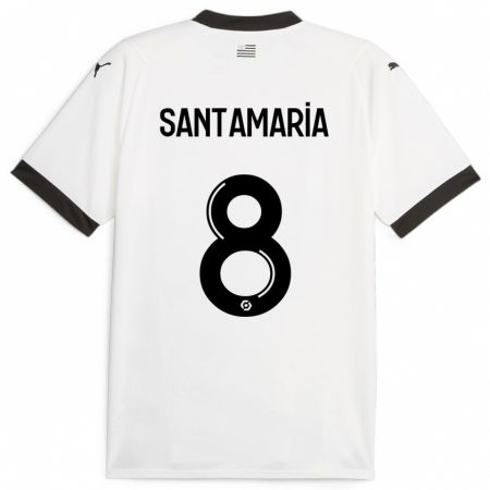 Kandiny Mujer Camiseta Baptiste Santamaria #8 Blanco 2ª Equipación 2023/24 La Camisa Chile