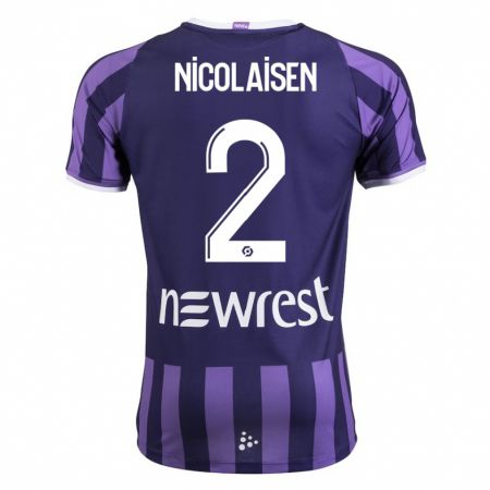 Kandiny Mujer Camiseta Rasmus Nicolaisen #2 Morado 2ª Equipación 2023/24 La Camisa Chile