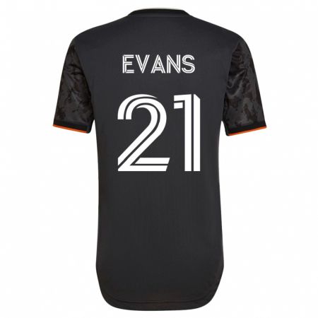 Kandiny Mujer Camiseta Jacob Evans #21 Negro 2ª Equipación 2023/24 La Camisa Chile
