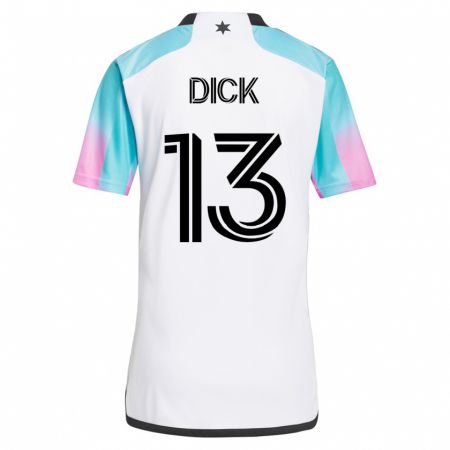 Kandiny Mujer Camiseta Eric Dick #13 Blanco 2ª Equipación 2023/24 La Camisa Chile
