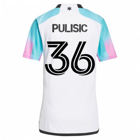 Kandiny Mujer Camiseta Will Pulisic #36 Blanco 2ª Equipación 2023/24 La Camisa Chile