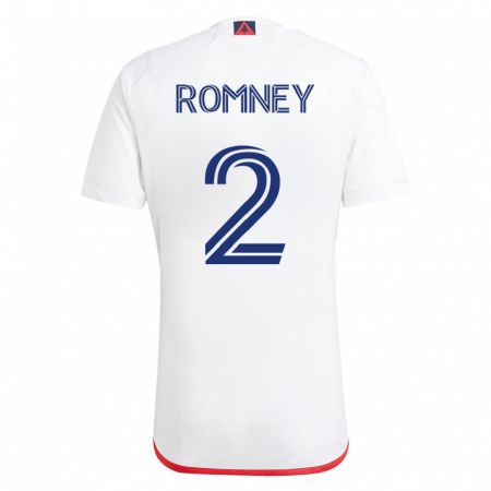 Kandiny Mujer Camiseta Dave Romney #2 Blanco Rojo 2ª Equipación 2023/24 La Camisa Chile