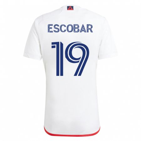 Kandiny Mujer Camiseta Olger Escobar #19 Blanco Rojo 2ª Equipación 2023/24 La Camisa Chile