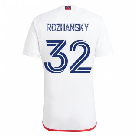Kandiny Mujer Camiseta Jake Rozhansky #32 Blanco Rojo 2ª Equipación 2023/24 La Camisa Chile