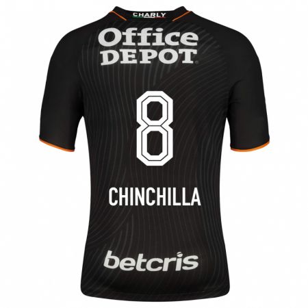 Kandiny Mujer Camiseta Priscila Chinchilla #8 Negro 2ª Equipación 2023/24 La Camisa Chile