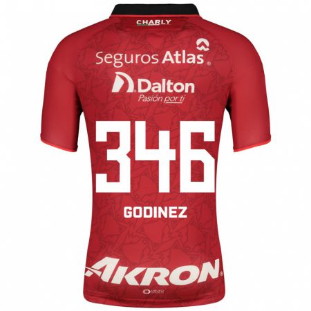 Kandiny Mujer Camiseta Olmo Godínez #346 Rojo 2ª Equipación 2023/24 La Camisa Chile