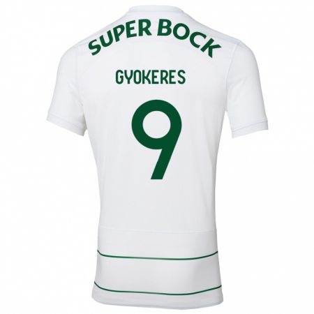Kandiny Mujer Camiseta Viktor Gyökeres #9 Blanco 2ª Equipación 2023/24 La Camisa Chile