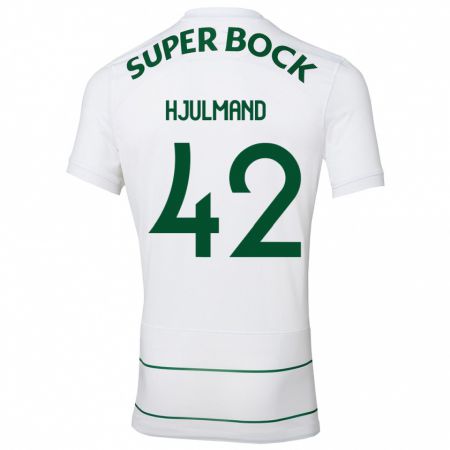 Kandiny Mujer Camiseta Morten Hjulmand #42 Blanco 2ª Equipación 2023/24 La Camisa Chile