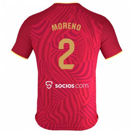 Kandiny Mujer Camiseta Jorge Moreno #2 Rojo 2ª Equipación 2023/24 La Camisa Chile