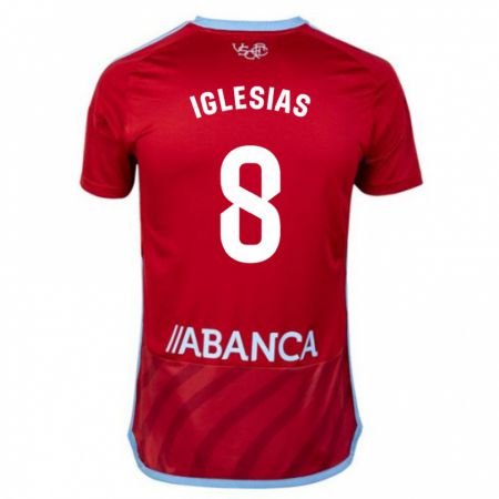 Kandiny Mujer Camiseta Bruno Iglesias #8 Rojo 2ª Equipación 2023/24 La Camisa Chile