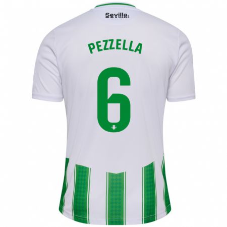 Kandiny Niño Camiseta Germán Pezzella #6 Blanco 1ª Equipación 2023/24 La Camisa Chile