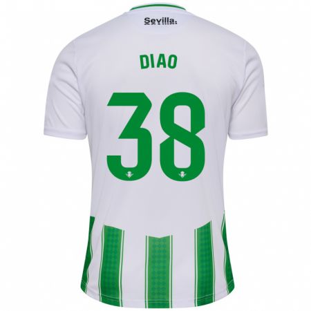 Kandiny Niño Camiseta Assane Diao #38 Blanco 1ª Equipación 2023/24 La Camisa Chile