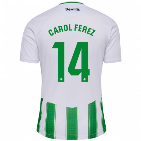 Kandiny Niño Camiseta Carolina Férez Méndez #14 Blanco 1ª Equipación 2023/24 La Camisa Chile