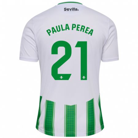 Kandiny Niño Camiseta Paula Perea Ramírez #21 Blanco 1ª Equipación 2023/24 La Camisa Chile