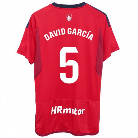 Kandiny Niño Camiseta David García #5 Rojo 1ª Equipación 2023/24 La Camisa Chile