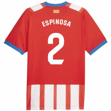 Kandiny Niño Camiseta Bernardo Espinosa #2 Rojo Blanco 1ª Equipación 2023/24 La Camisa Chile
