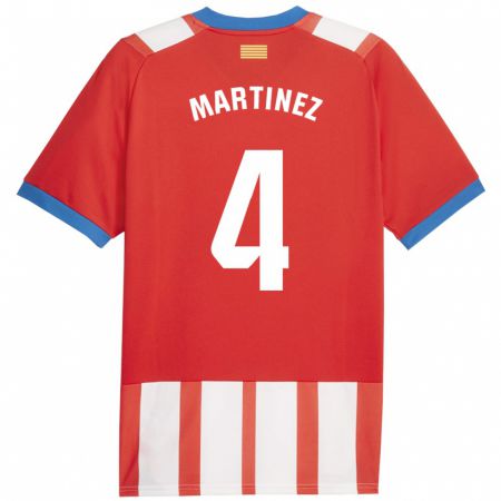 Kandiny Niño Camiseta Arnau Martínez #4 Rojo Blanco 1ª Equipación 2023/24 La Camisa Chile