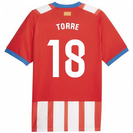 Kandiny Niño Camiseta Pablo Torre #18 Rojo Blanco 1ª Equipación 2023/24 La Camisa Chile
