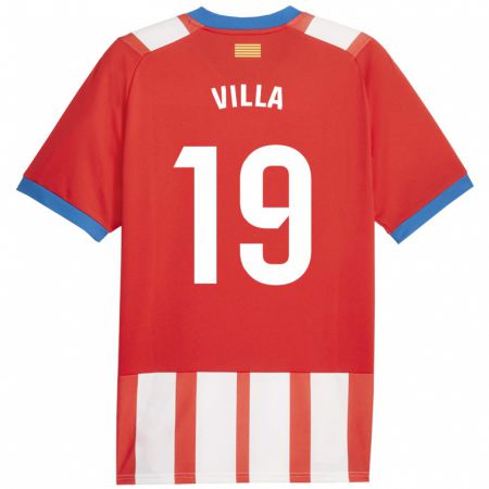 Kandiny Niño Camiseta Toni Villa #19 Rojo Blanco 1ª Equipación 2023/24 La Camisa Chile
