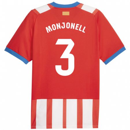 Kandiny Niño Camiseta Eric Monjonell #3 Rojo Blanco 1ª Equipación 2023/24 La Camisa Chile