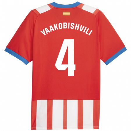 Kandiny Niño Camiseta Antal Yaakobishvili #4 Rojo Blanco 1ª Equipación 2023/24 La Camisa Chile