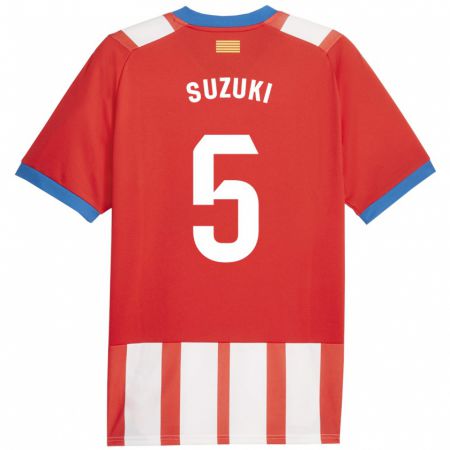 Kandiny Niño Camiseta Wadi Ibrahim Suzuki #5 Rojo Blanco 1ª Equipación 2023/24 La Camisa Chile