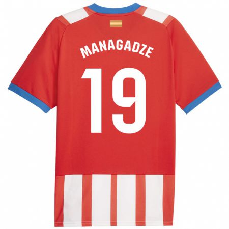 Kandiny Niño Camiseta Luka Managadze #19 Rojo Blanco 1ª Equipación 2023/24 La Camisa Chile