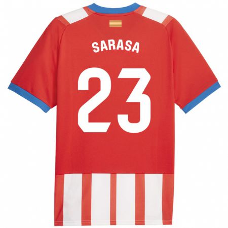 Kandiny Niño Camiseta Javier Sarasa #23 Rojo Blanco 1ª Equipación 2023/24 La Camisa Chile