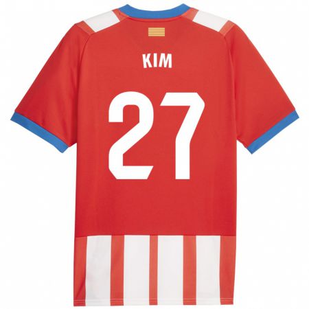 Kandiny Niño Camiseta Min-Su Kim #27 Rojo Blanco 1ª Equipación 2023/24 La Camisa Chile