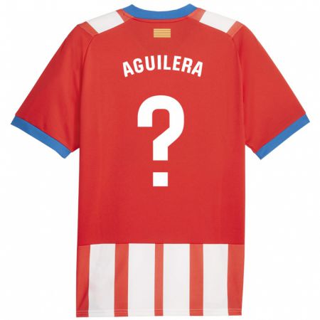 Kandiny Niño Camiseta Oriol Aguilera #0 Rojo Blanco 1ª Equipación 2023/24 La Camisa Chile