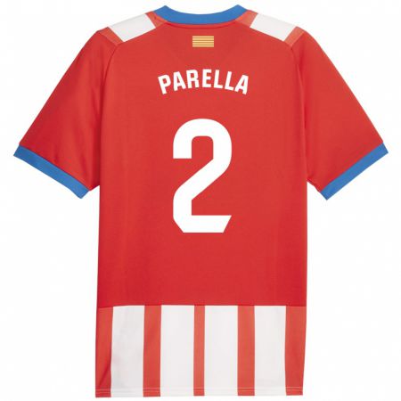 Kandiny Niño Camiseta Virginia Parella #2 Rojo Blanco 1ª Equipación 2023/24 La Camisa Chile