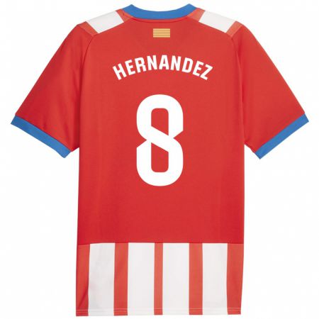 Kandiny Niño Camiseta Sofia Hernández #8 Rojo Blanco 1ª Equipación 2023/24 La Camisa Chile