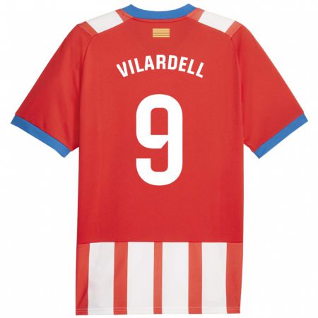 Kandiny Niño Camiseta Júlia Vilardell #9 Rojo Blanco 1ª Equipación 2023/24 La Camisa Chile