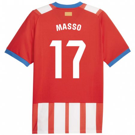 Kandiny Niño Camiseta Ainoa Massó #17 Rojo Blanco 1ª Equipación 2023/24 La Camisa Chile