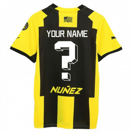 Kandiny Niño Camiseta Su Nombre #0 Amarillo Negro 1ª Equipación 2023/24 La Camisa Chile